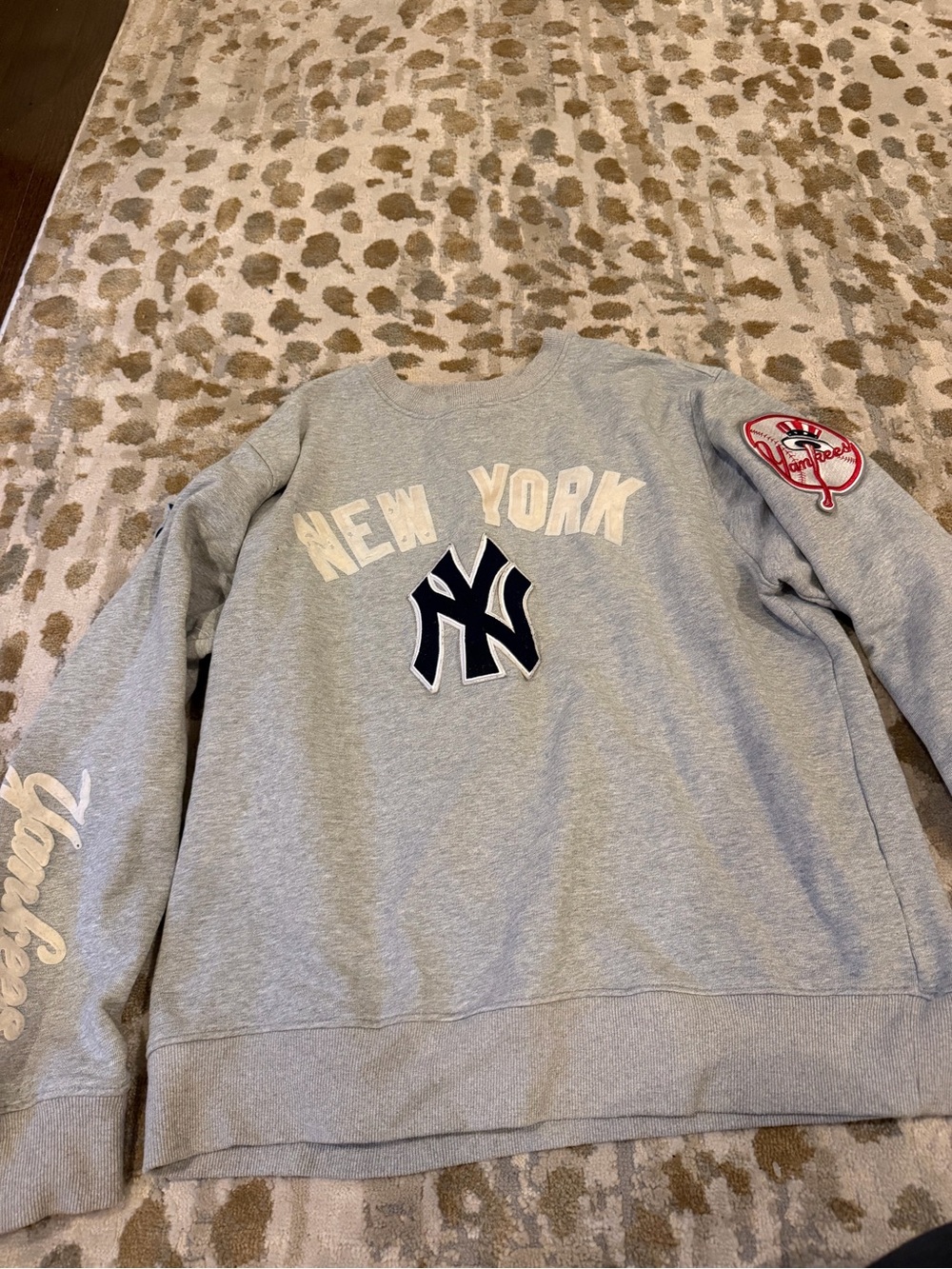 New York Yankees Gray Crewneck Sweatshirt with NY Logo